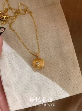 「平安之夜」中古意大利金色苹果项链高颜值设计感圣诞锁骨毛衣链