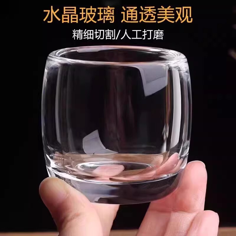 【6只】水晶茶杯扳指杯个人用加厚家用中式养生单杯玻璃杯主人杯图片