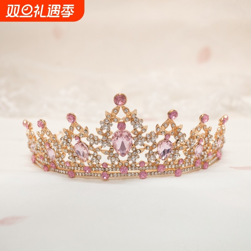 儿童皇冠头饰公主红色高端小女孩发箍女童生日演出发饰小朋友王冠