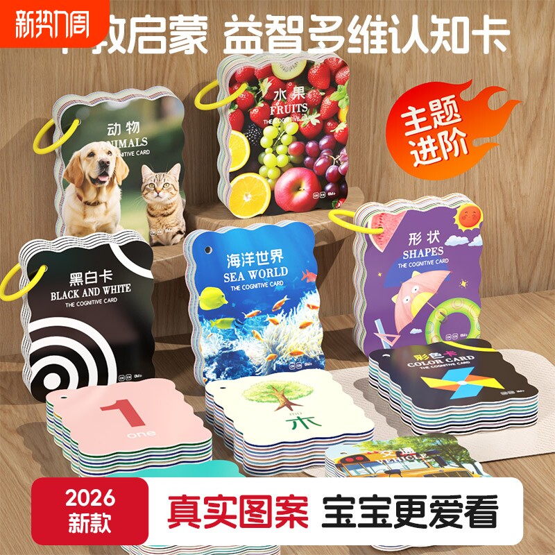 动物卡片认知早教儿童识字看图识物启蒙书婴幼儿宝宝一岁益智玩具