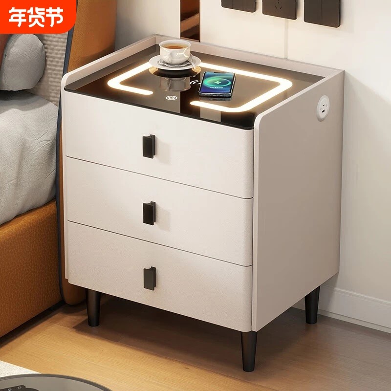 智能床头柜实木现代床边柜家用充电卧室简约风无线轻奢免安装置物,住宅家具,床头柜,淘宝优惠券,粉丝福利购,淘宝优惠卷