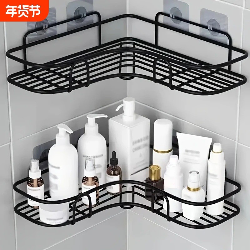 卫生间置物架洗手间免打孔收纳架厕所浴室洗衣机架子洗漱台三角架