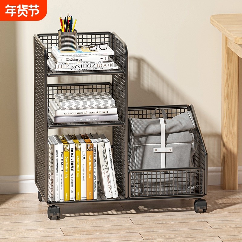 可移动桌边收纳书架学生书本置物柜家用落地简易书柜书包收纳架,住宅家具,书架,淘宝优惠券,粉丝福利购,淘宝优惠卷