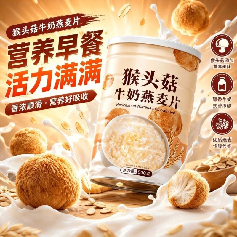 猴头菇牛奶燕麦片营养速食早餐