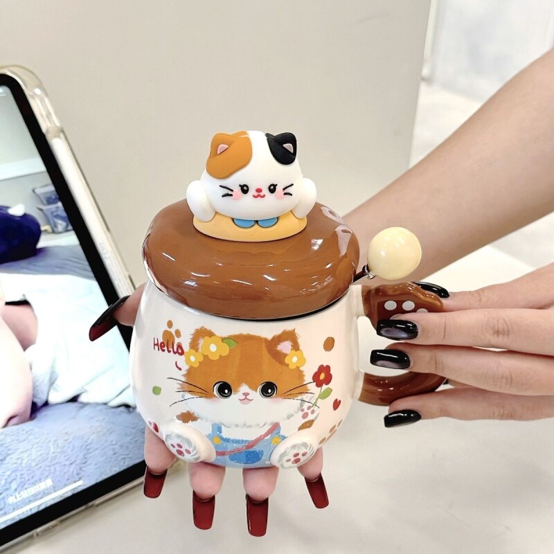 高颜值ins猫咪水杯家用杯子女生陶瓷喝水马克杯情侣生日礼物可爱