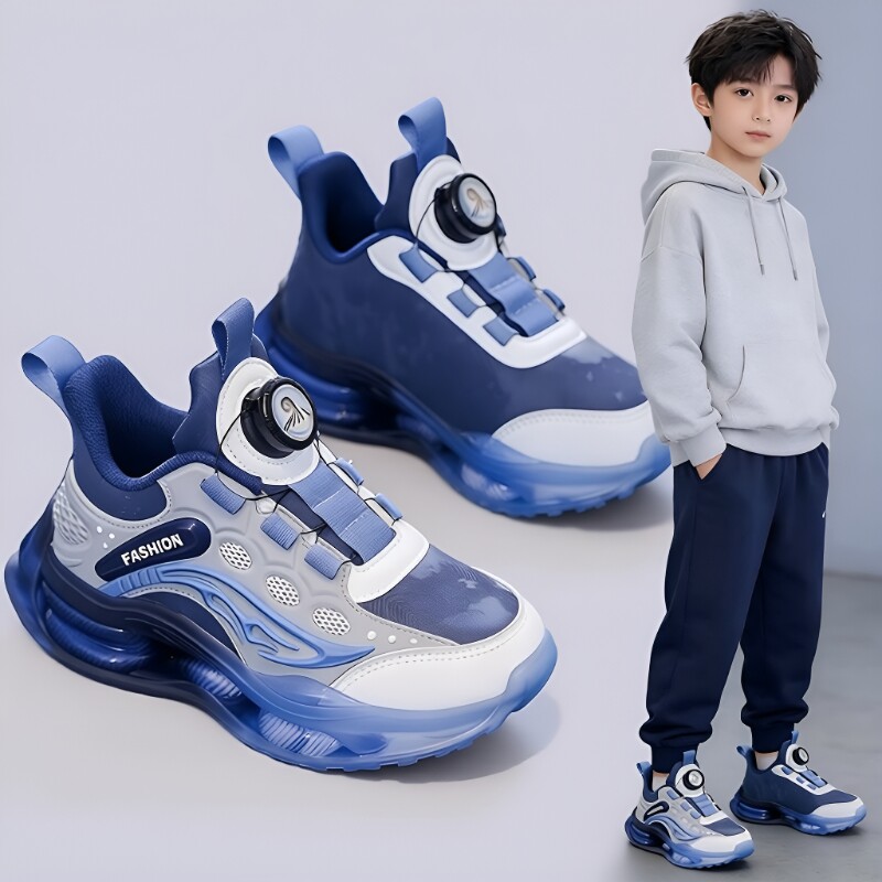 男童运动鞋儿童2026春秋透气中大童篮球鞋软底皮面休闲鞋学生鞋子