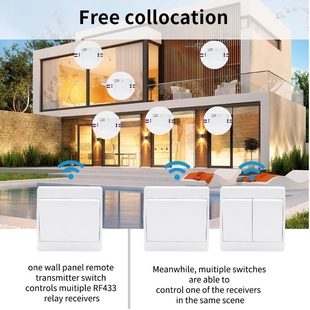 跨境热销自发电免布线遥控开关86型家用双控多控翘板无线动能开关