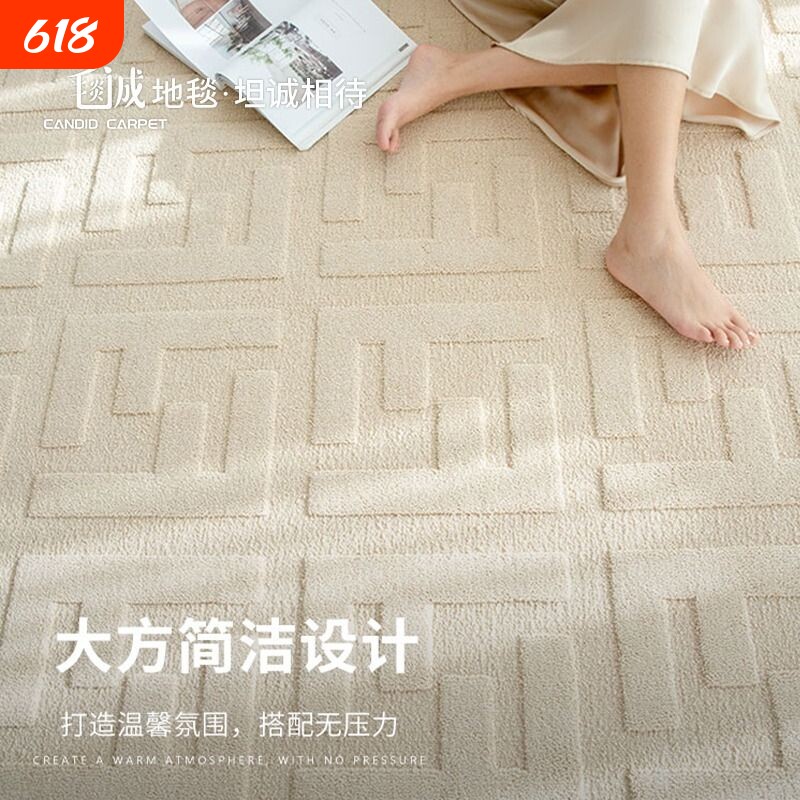 手工浮雕双F地毯意式轻奢高级防水抗污极简卧室大面积可地垫