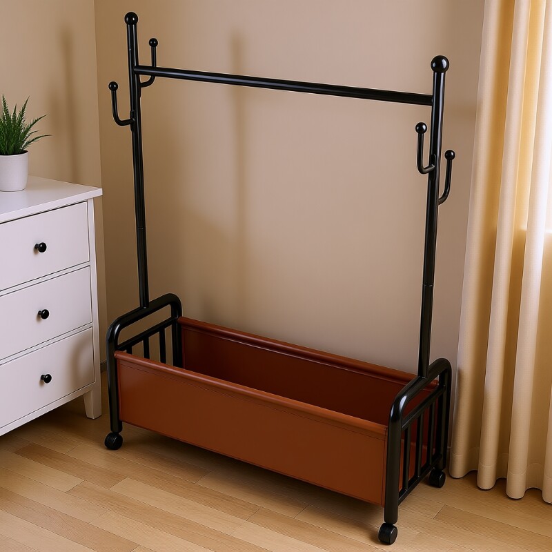 衣帽架卧室落地挂衣架家用可移动衣服架子收纳置物架子客厅衣物