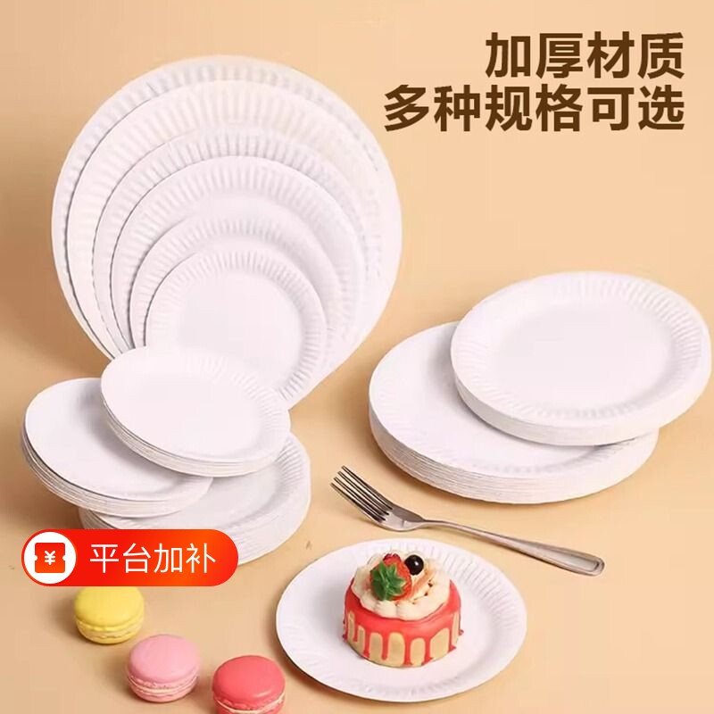 一次性盘子餐盘生日蛋糕派对纸碟可降解餐具野餐白纸盘烧烤聚会