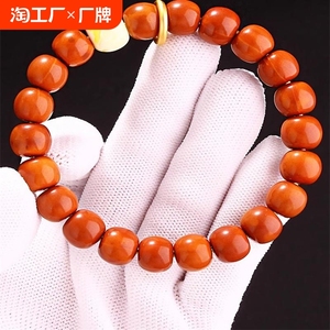 猴头手串正圆老型桶珠手捻核桃文玩单圈男款女佛珠手链鲨鱼背直切