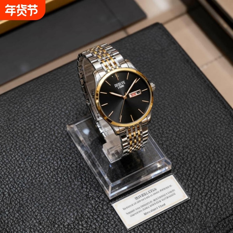 正品名牌钢带商务防水石英腕表高级感男士男款手表全自动非机械表