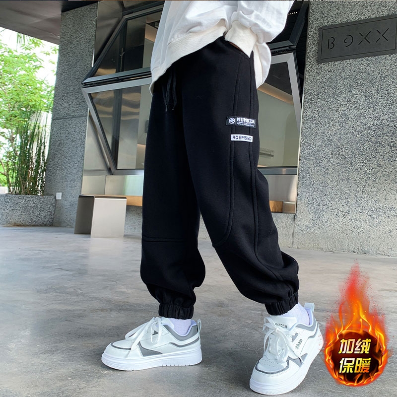 男童裤子秋冬季2025新款儿童秋装运动长裤一体加绒中大童休闲卫裤