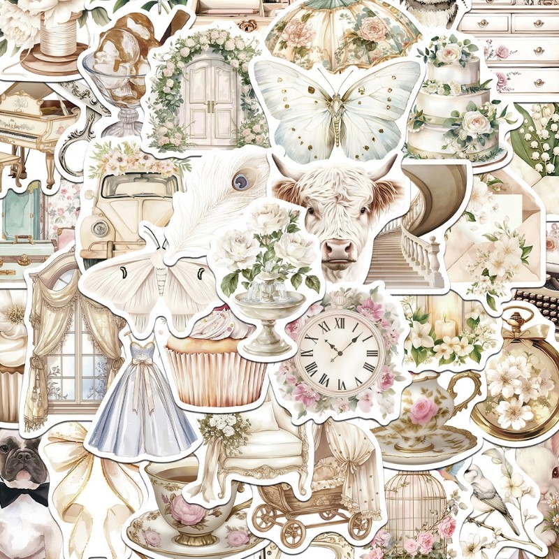 100张白色文艺复古贴纸趣味ins风儿童装饰手账桌面手机壳笔记本,文具电教/文化用品/商务用品,贴纸/立体贴纸,淘宝优惠券,粉丝福利购,淘宝优惠卷