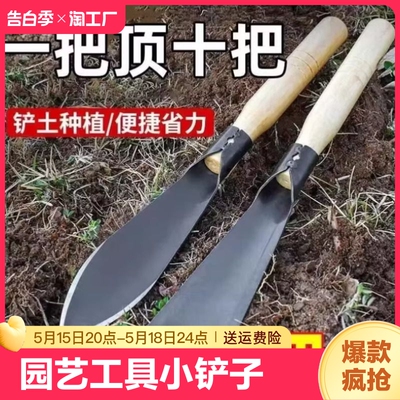 家用户外养花种花挖野菜多肉盆栽小铲子园艺工具赶海园艺铁铲锰钢