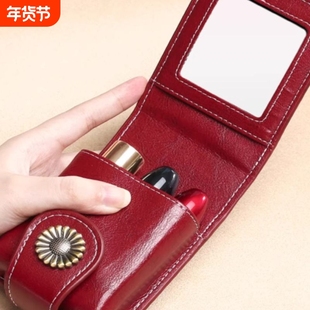 化妆包女小号便随身化妆盒带镜子口红包网红收纳包迷你女包刺绣