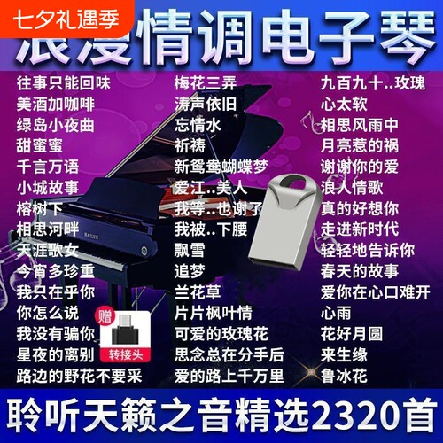 浪漫抒情电子琴U盘纯音乐乐器轻音乐U盘无损音质重低音伴奏曲优盘