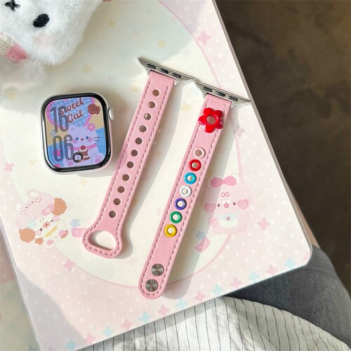 适用小米手环10pro/9pro表带多巴胺太阳花红米watch6牛仔双扣腕带