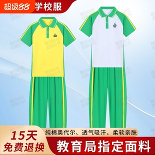 广州番禺区小学生校服公立男女夏季运动服纯棉短袖短裤薄长裤套装