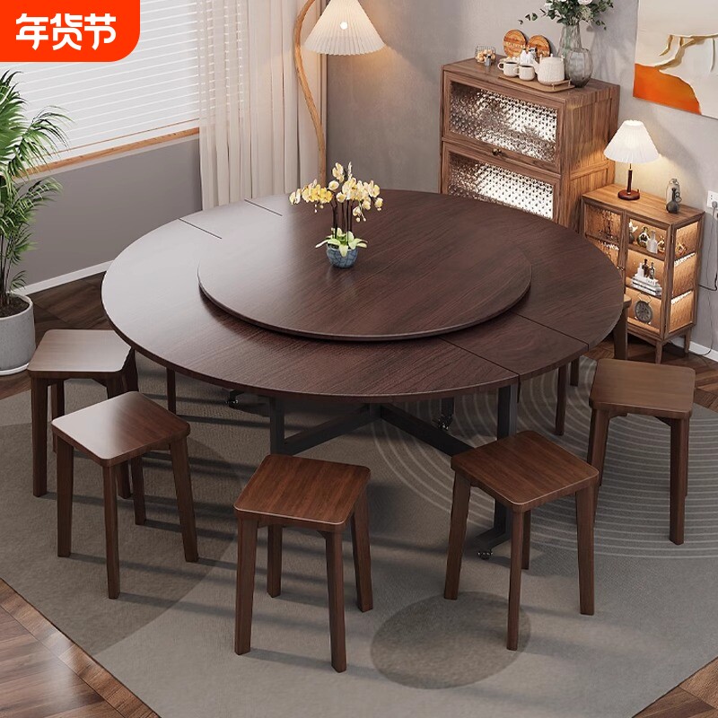 折叠餐桌桌子家用折叠桌圆桌饭桌多功能隐形可折叠大圆吃饭桌面