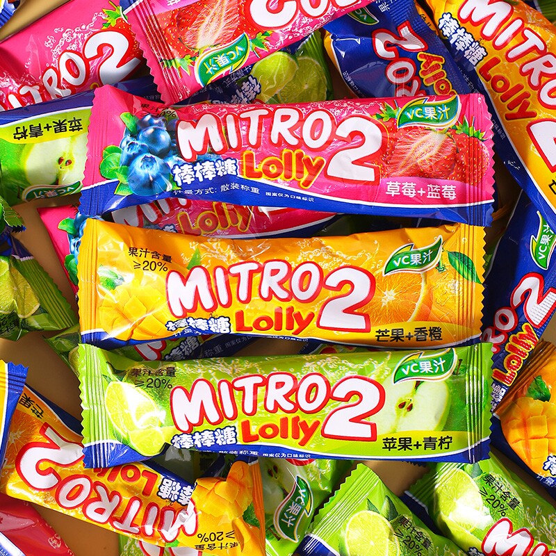 MITRO Lolly2双味果汁棒棒糖蓝莓草莓双重口味儿童糖果网