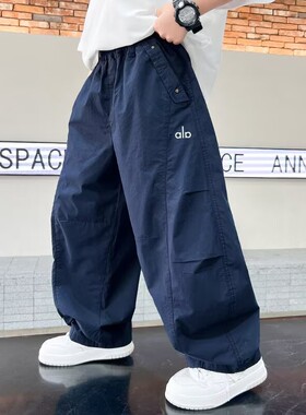 男童工装裤夏款2026新款休闲裤男孩中大儿童夏季防蚊宽松运动长裤