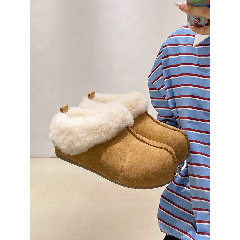 保暖厚底毛毛勃肯鞋女冬