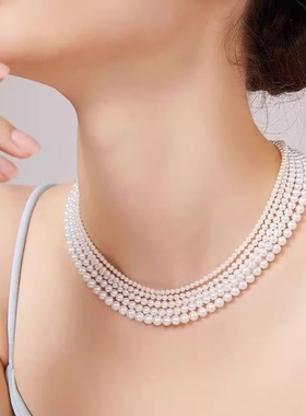 澳白色时尚小米珠项链女简约气质百搭叠戴人造珍珠小众高级锁骨链