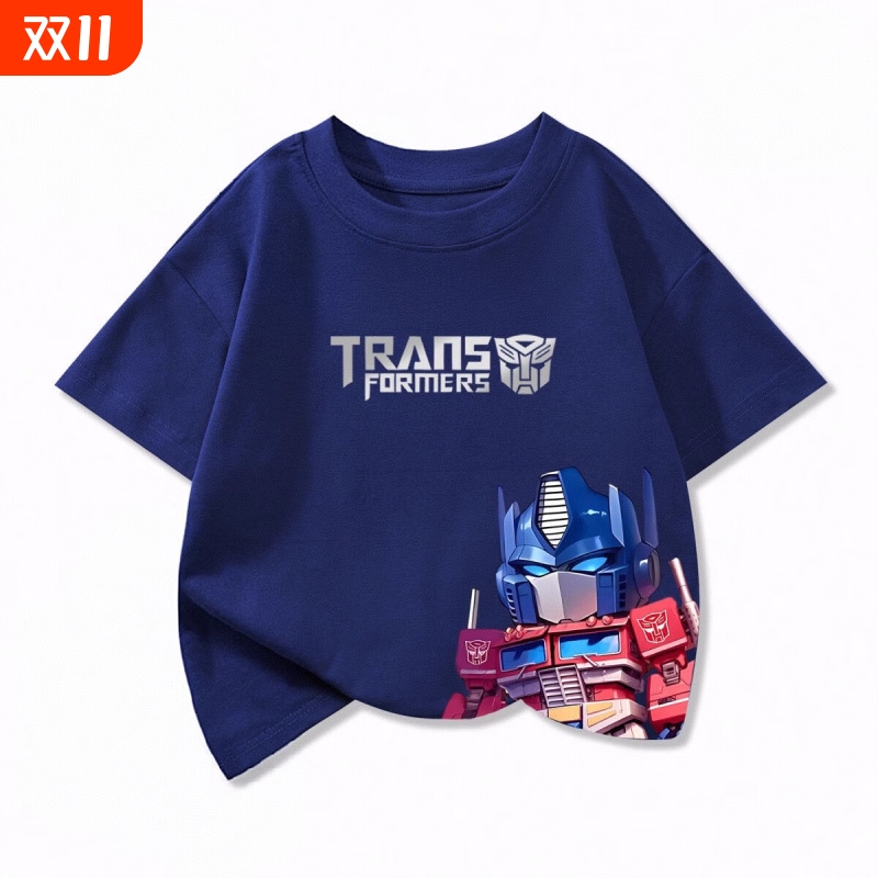 男童短袖T恤2025中大童夏季纯棉儿童上衣新款变形金刚擎天柱半袖
