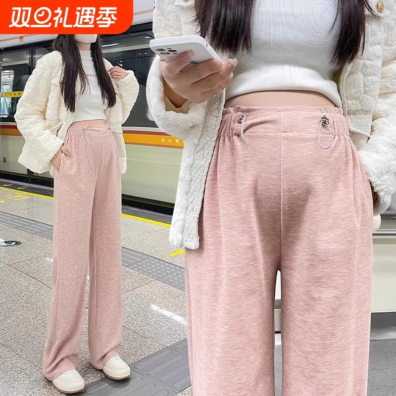 孕妇裤子秋冬款外穿直筒阔腿裤不勒肚子2025新款加绒打底长裤冬装