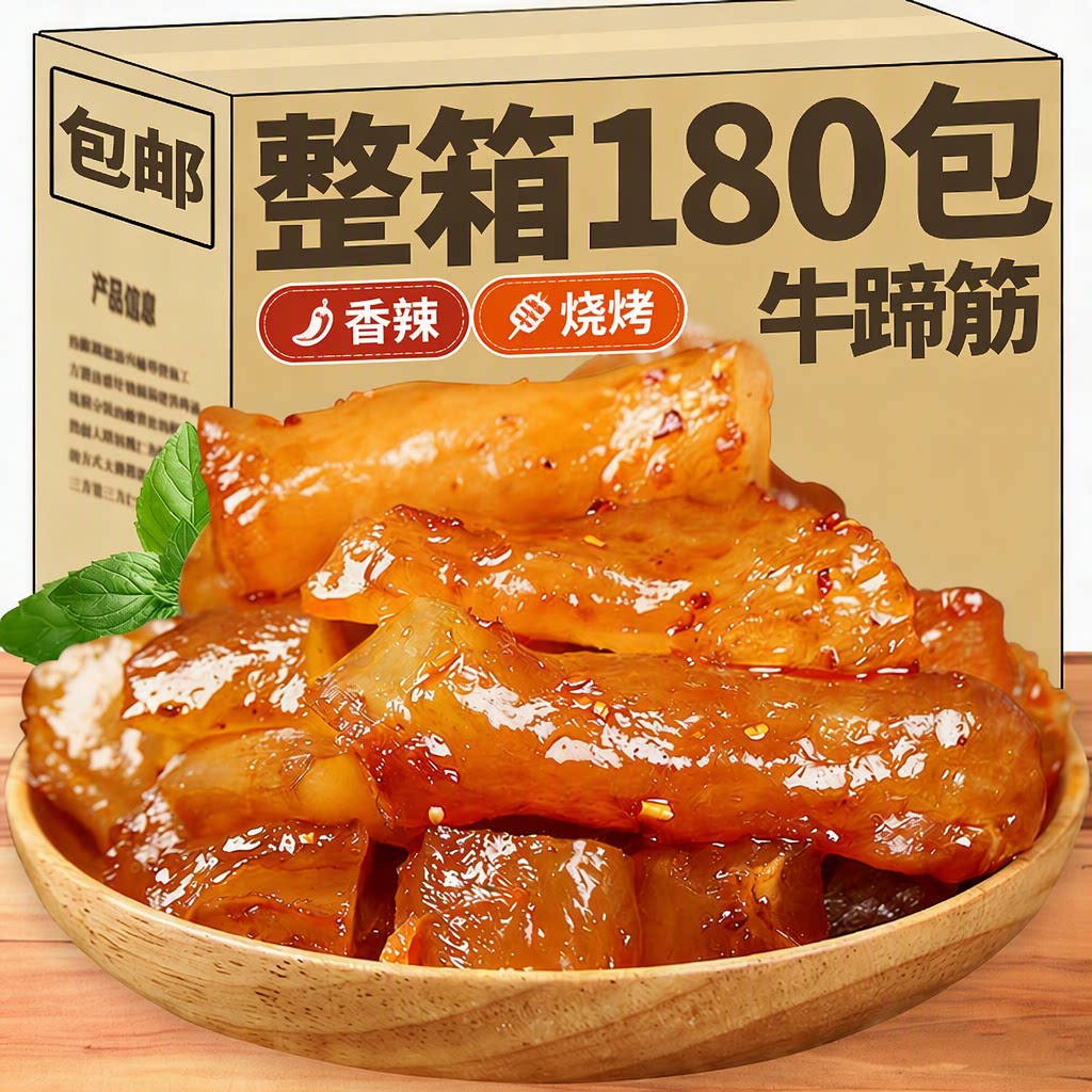 网红牛蹄筋即食小零食牛板筋小吃休闲食品水晶开袋健康香辣酱卤