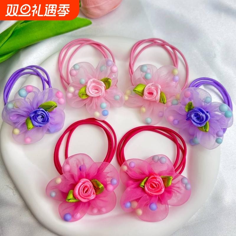 儿童花朵发绳不伤发皮筋高弹力发圈女扎头发头绳小女孩发饰精致