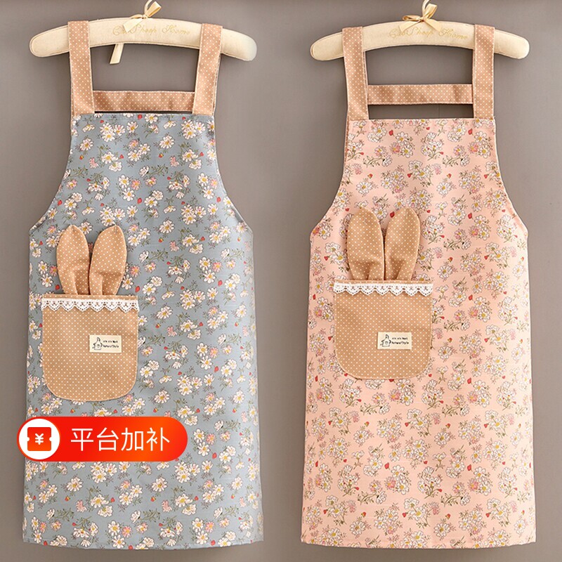 围裙厨房家用带袖家务耐磨防可擦手长袖帆布女罩衣工作服围腰污