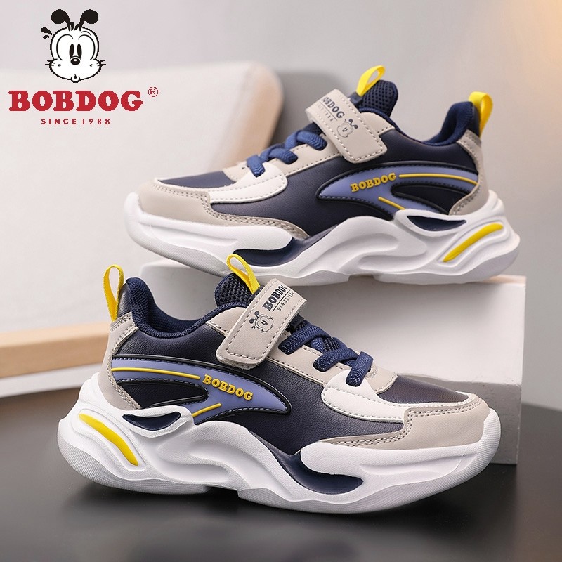 巴布豆男童运动鞋2025冬季新款皮面防水女孩跑步鞋软底防滑二棉鞋