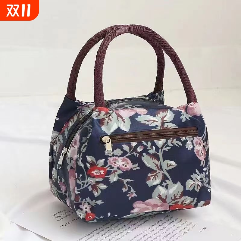 加厚防水牛津帆布便当包手提小花布包手拎小包饭盒袋女休闲包