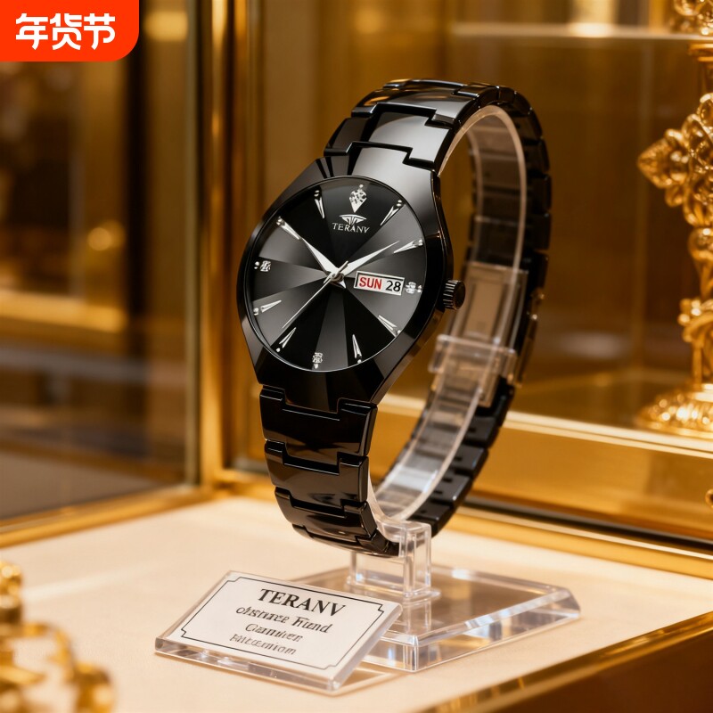 手表男款防水高级感全自动男表数字双日历防水腕表男机械风全自动