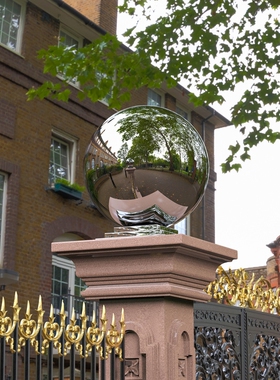 不锈钢圆球带座空心球大门柱子围墙装饰球三层方座带球托座连体球