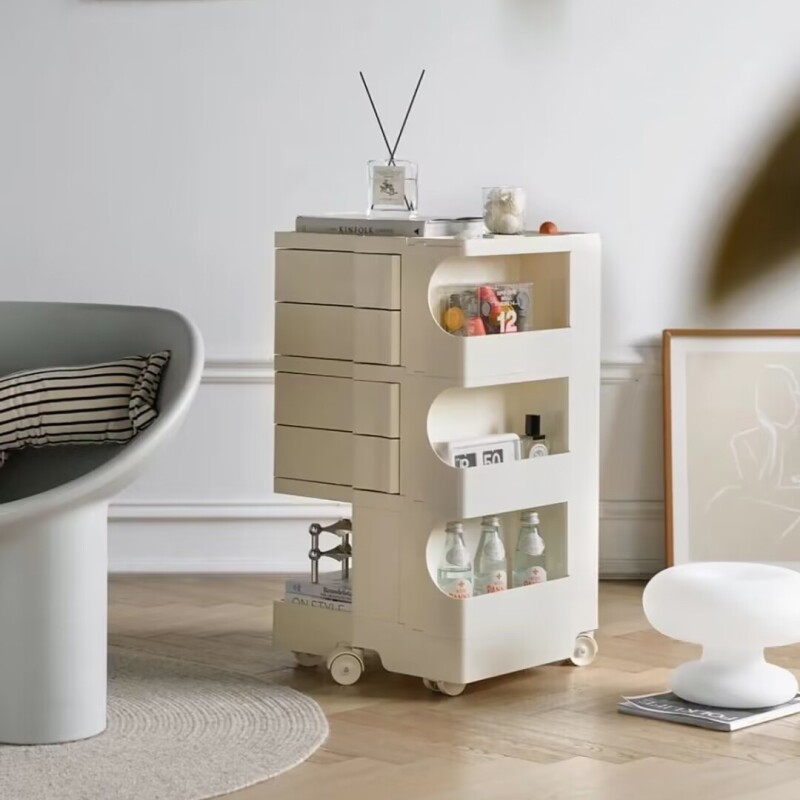 c北欧多功能床头柜小型简约可移动旋转大容量带轮收纳柜零食小推