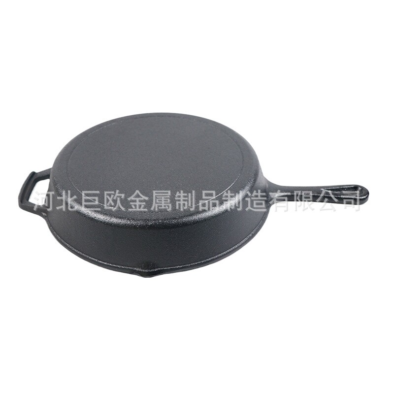 户外煎锅平底锅铸铁锅厨房用烧烤用圆煎盘带硅胶把手煎锅 26cm