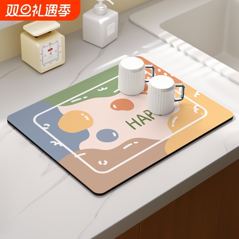 厨房台面吸水垫软硅藻泥沥水垫干燥垫杯垫吧台垫餐垫防滑卫生间