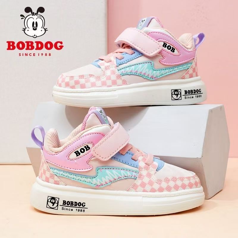 巴布豆公主休闲板鞋2025春秋新款防水皮面跑步鞋软底女孩运动鞋子
