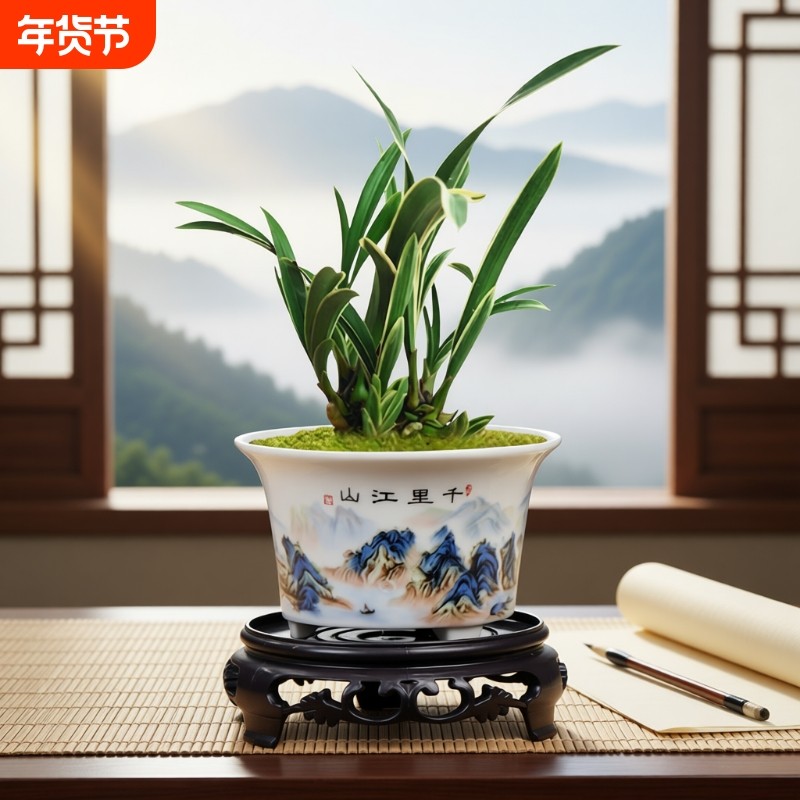 高温白瓷花盆陶瓷家用桌面盆三足有孔小号文竹绿植盆蕨类菖蒲盆栽,鲜花速递/花卉仿真/绿植园艺,花盆,淘宝优惠券,粉丝福利购,淘宝优惠卷