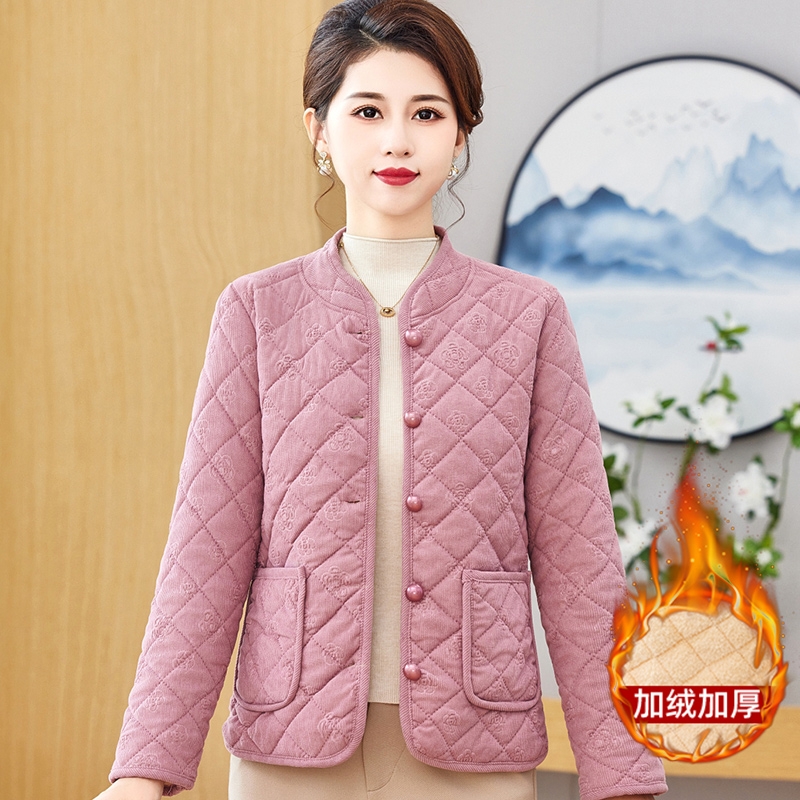 中老年妈妈秋冬棉服奶奶上衣休闲