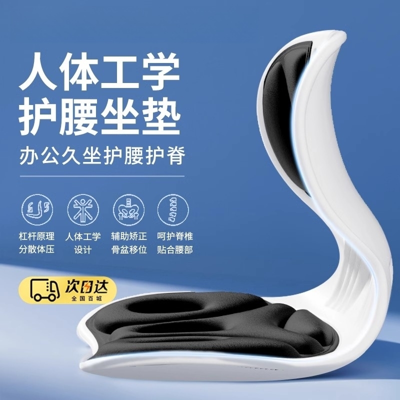 人体工学护腰坐垫靠背垫腰靠腰部支撑矫正坐姿办公室座椅久坐神器