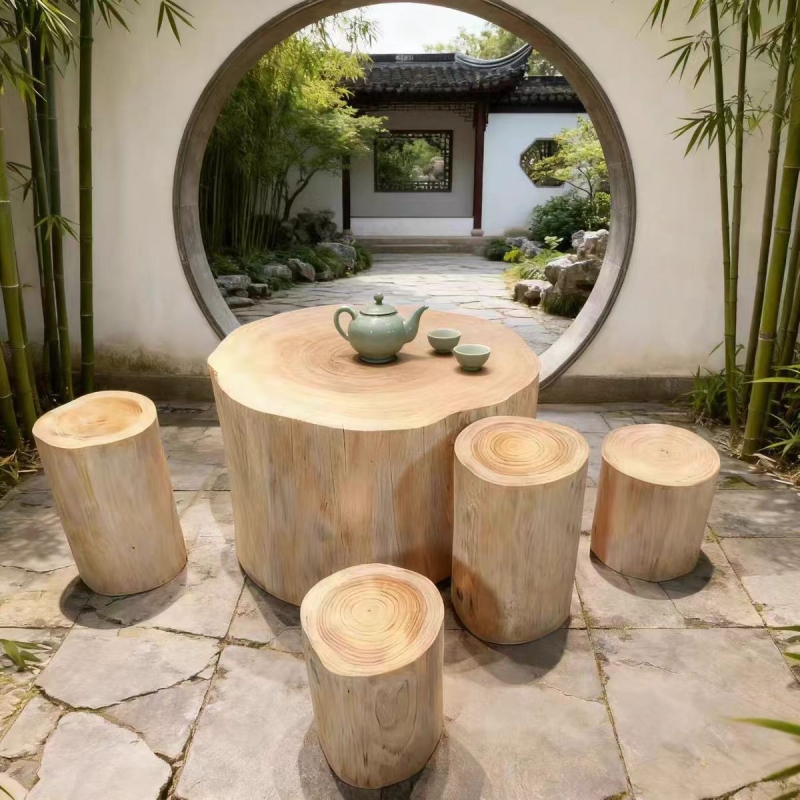 实木茶几底座木墩子圆凳原木根雕凳子木桩矮凳树墩简约装饰摆件