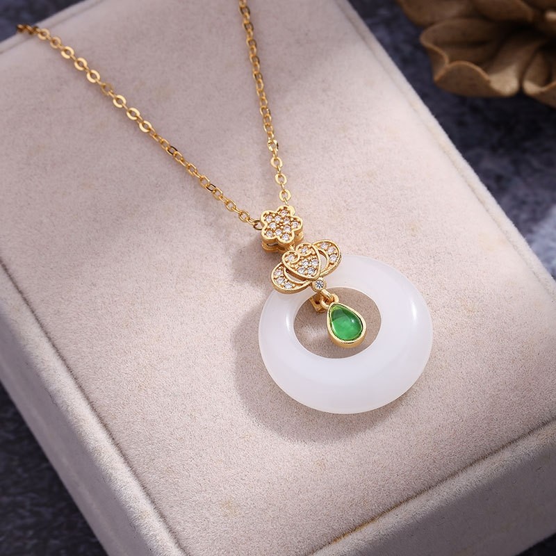水滴之心平安扣纯银吊坠玉石项链女2023新款潮七夕情人节送女友礼