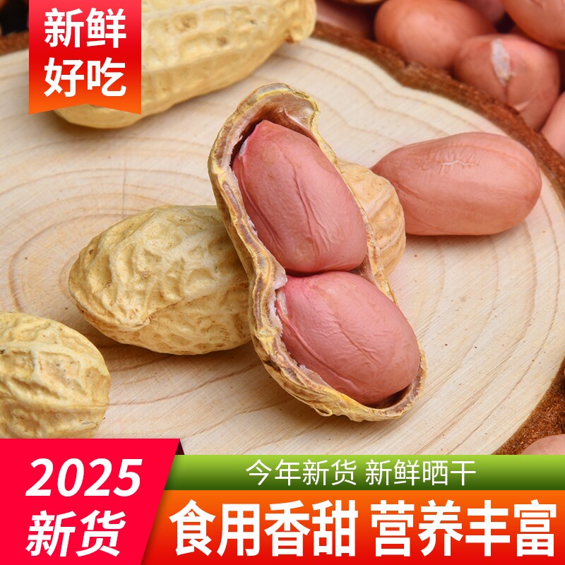生花生带壳2025年粉红皮花生米生新鲜晒干花生果原味农家5斤健康