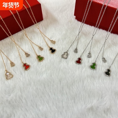 镀18K金国风红玛瑙迷你葫芦项链女轻奢小众三葫芦手链情人节礼物