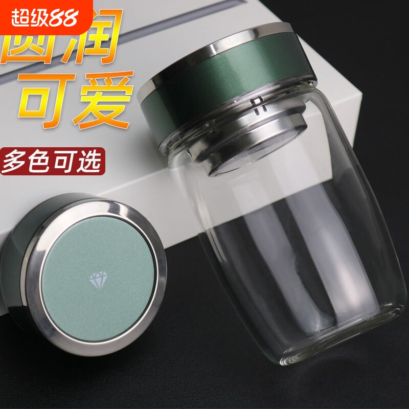 矮胖单层玻璃杯加厚鹅蛋杯玻璃茶杯拾滤网水杯耐高温高硼硅大容量