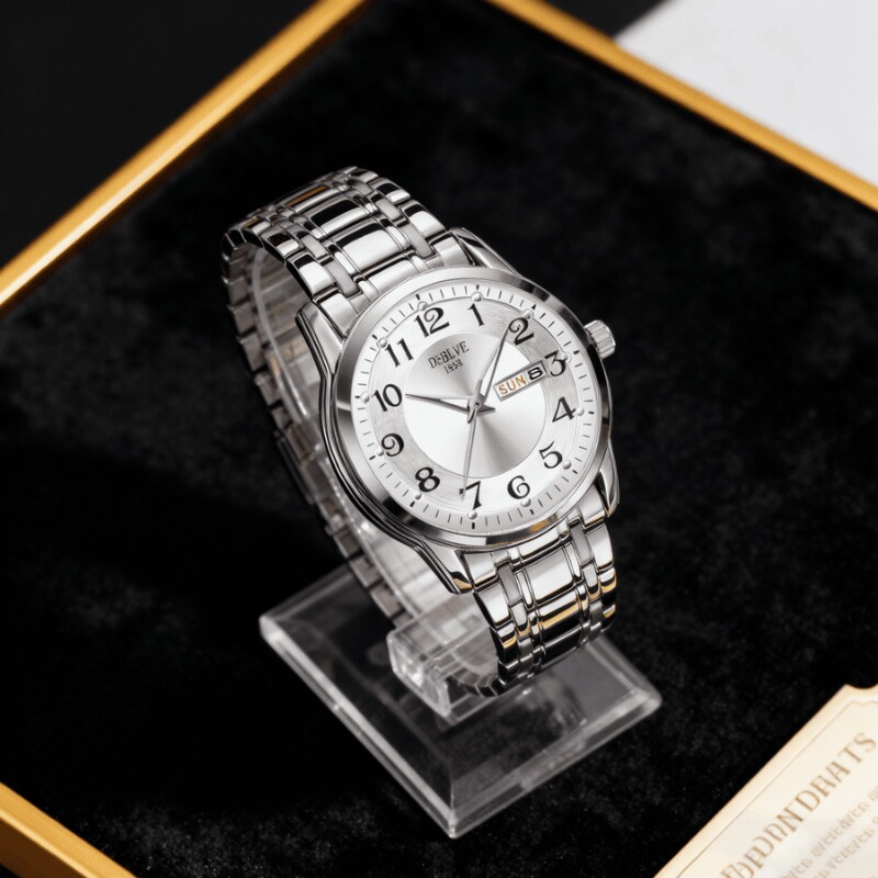 手表男全自动非机械表钢带男款商务防水石英腕表正品名牌镂空男士